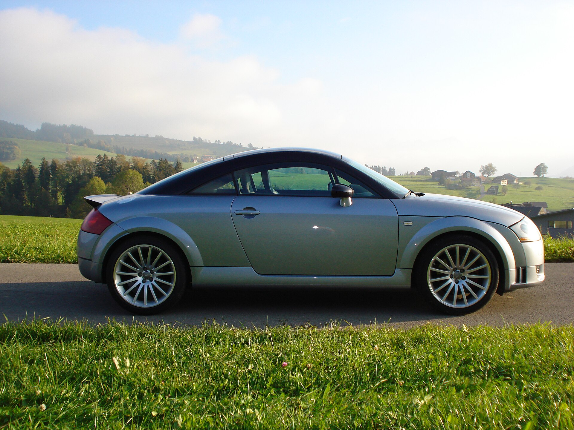 Audi TT quattro Sport in der Seitenansicht mit schwarzem Dach