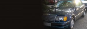 Mercedes-Benz W124 300 E in dunkelblau, Frontansicht