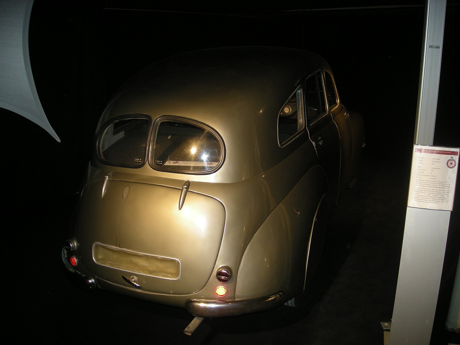 Heckansicht des Kamm-Wagens K3 von 1939 mit abgeschnittenem Heck