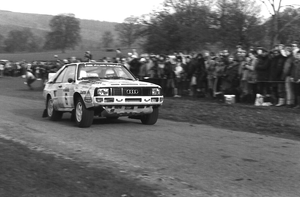 Michèle Mouton fährt einen Audi Sport quattro bei der RAC Rally 1984