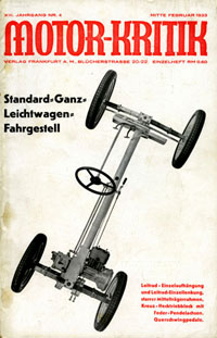 Titelseite der Zeitschrift Motor-Kritik von Mitte Februar 1933