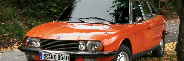 NSU Ro 80, entworfen von Claus Luthe, in Dreiviertelansicht von vorn
